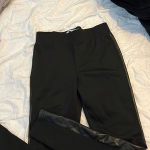 Black skinny fit dress leggings faux leather down the leg
